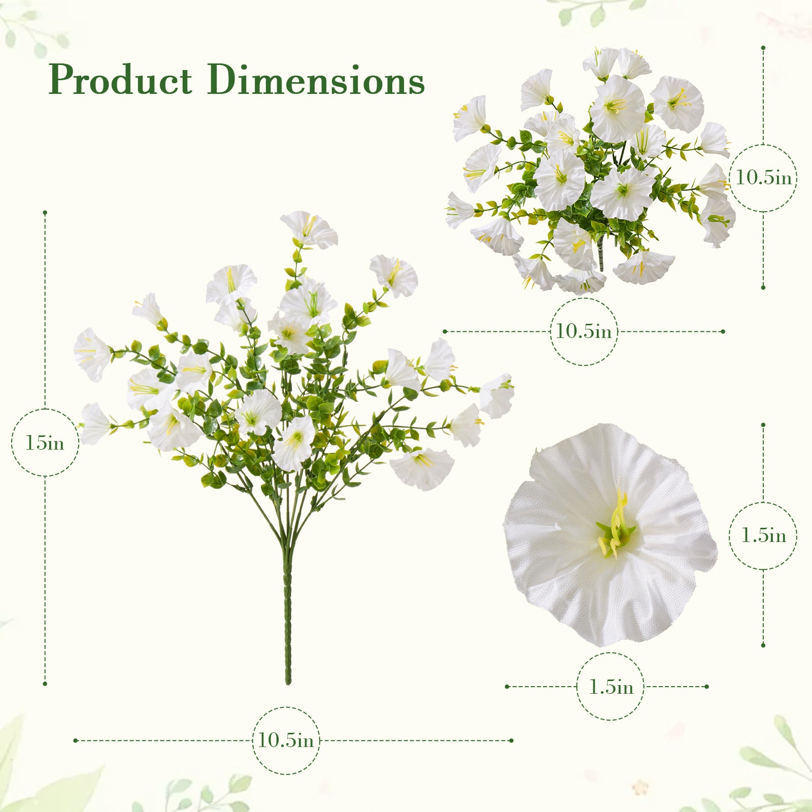 Artificial Flowers for Outdoors, 12 Bundles Fake Plants for Outside Decoration, UV Resistant No Fade, Realistic High End Silk Plastic Morning Glory for Planter Porch Patio Yard